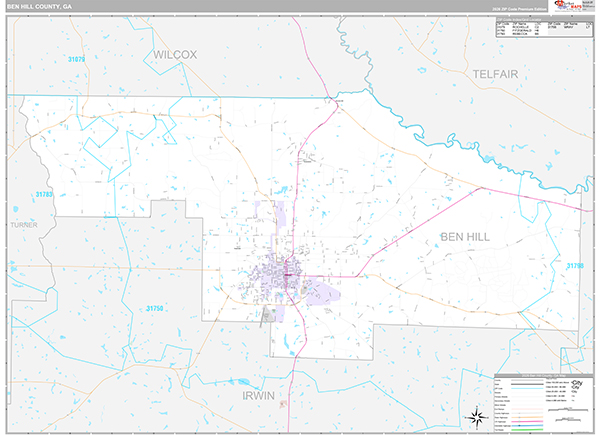 Ben Hill County, GA Zip Code Map